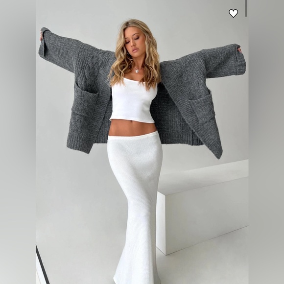 NWT PRINCESS POLLY Paisleigh Charcoal Chunky Cable Knit Cardigan Size S/M - Picture 3 of 10